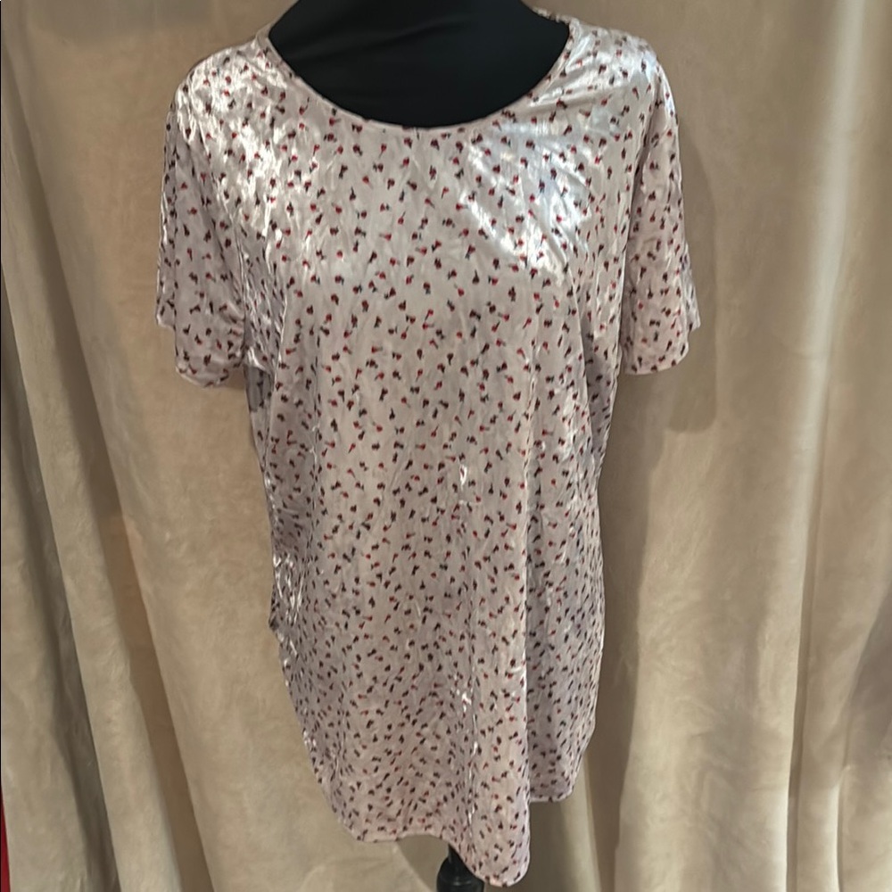 LC Lauren Conrad Cream Sequin Short Sleeve Blouse